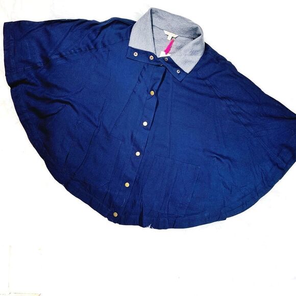 NWT All For Color Navy Britt Poncho Cape - Medium - Picture 6 of 8